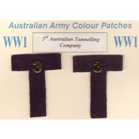 AUST TUNNELLING COY - PAIR COLOUR PATCHES 3RD COY