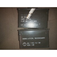 50 CAL AMMO BOX STEEL EX-ARMY - INCENDIARY HEAVY DUTY STEEL