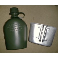 REPRODUCTION AUST CANTEEN GREEN PLASTIC WITH ALUMINIUM CUP