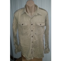 KHAKI COTTON DRILL AUSTRALIAN ARMY SHIRTS GENUINE ISSUE SIZE 13/5 epaulettes removed & repaired