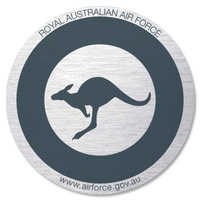 LARGE ROUND MILITARY STICKERS - RAAF ROUNDAL GREY