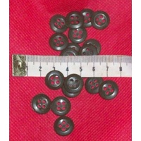 SPARE MILITARY BUTTONS - 14mm OLIVE GREEN 1950's & 1960's pkt of 20