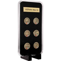 LAPEL BOX SETS - VIETNAM PINS IN SEALED CASE WITH STAND