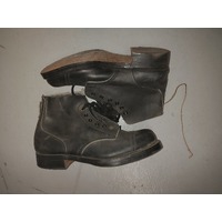 AUSTRALIAN ARMY LEATHER ANKLE BOOTS BLACK,  LEATHER SOLE