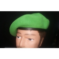 WOOL MILITARY BERETS - Lime Green & Brown wool