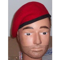 100% WOOL MILITARY BERET WITH NYLON BAND - RED SMALL 54-56cm