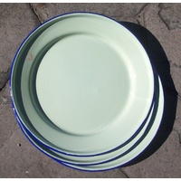 FLAT ENAMEL PLATE GREEN or YELLOW 24cm - SECONDS WITH STORAGE DAMAGE