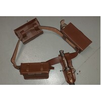 WW2 JAPANESE LEATHER EQUIPMENT  COMPLETE BELT SET - BELT, FROG, AMMO POUCH X 1, REAR POUCH X 1