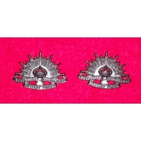 SMALL RISING SUN COLLAR BADGES - PAIR WW1 WW2 BLACK
