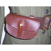 BRITISH OFFICERS WEBLEY AMMO POUCH - BROWN LEATHER