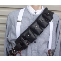 AUSTRALIAN LIGHT HORSE 9 POCKET BANDOLEER - BLACK LEATHER