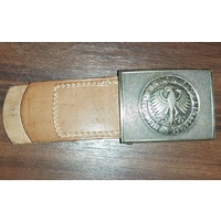 WEST GERMAN LEATHER DRESS BELT BUCKLE WITH LEATHER END TIP