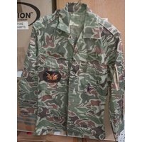 SOUTH KOREAN ROK TIGER CAMO SHIRTS - no6 size 38"  stains, repairs
