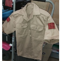 U.S. ISSUE CHINO TAN SHIRT - EX-SOUTH KOREAN ARMY SHORT SLEEVE NEAR NEW XS-Small sized with rank