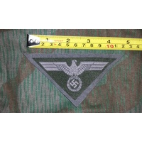 WW2 GERMAN UNIFORM BEVO EAGLE BADGE - LARGE GREY/GREEN
