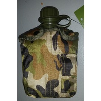 PLASTIC G.I. CANTEEN WITH NYLON CARRIER - WOODLAND CAMO