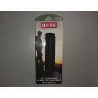 PARA CORD SURVIVAL BRACELET with whistle  BLACK