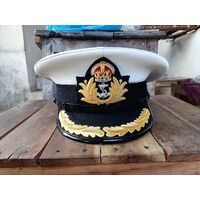 WW2 ROYAL NAVY SENIOR OFFICERS CAP WITH BADGE - please advise rank for peak