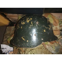 BULGARIAN STEEL HELMET  M36 VGC Size 58cm PAINTED BLACK