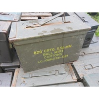 STEEL AMMO BOXES EX-MOVIE PROPS RESTENCILLED - 5.56mm BALL 50 cal box