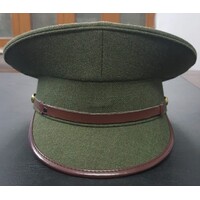 AIF SERVICE DRESS PEAK CAP 56cm with leather trim & rising sun badge