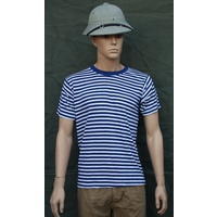 CHINESE NAVY STRIPED SHIRT - short sleeve medium 97cm