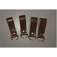 BELT HANGER D-RING brown leather with brass D