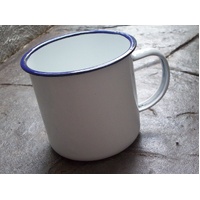 ENAMEL MUG 8cm NEW MADE WHITE - PACK OF SIX