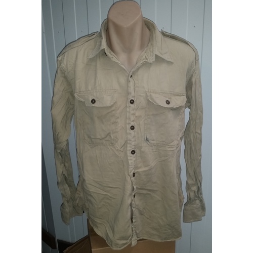 KHAKI COTTON DRILL AUSTRALIAN ARMY SHIRTS 1950s GENUINE ISSUE