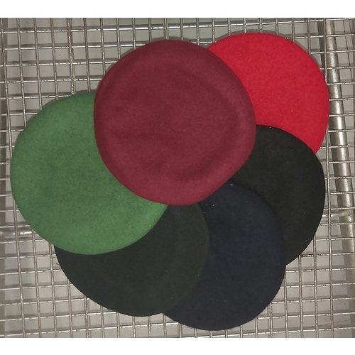 100% WOOL MILITARY BERET WITH LEATHER BAND