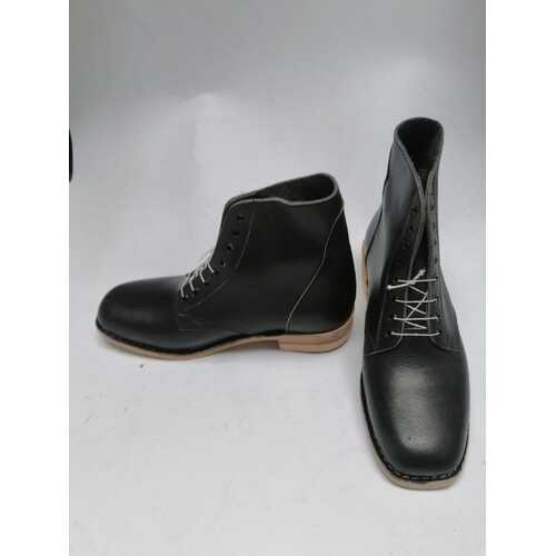 WW1 AIF BLACK LEATHER BOOTS WITH LEATHER SOLES