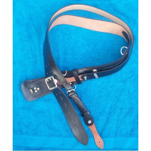 SAM BLACK OFFICERS BELT & CROSS STRAP - CHROME / silver plated FITTINGS