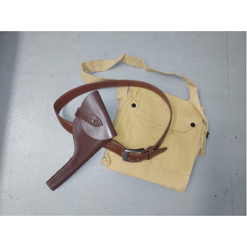 INDIANA JONES SET -  BAG/HAVERSACK, LEATHER HOLSTER & BELT
